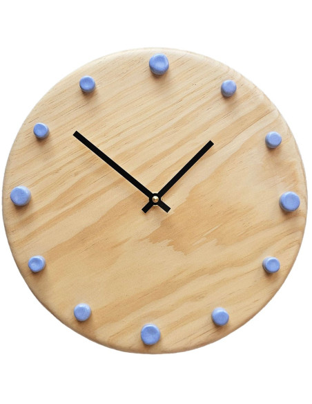 Horloge murale bois silencieuse aiguilles noires bleu clair 29 cm Aalborg