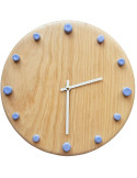 Horloge murale bois silencieuse aiguilles blanches repères bleu clair 29 cm Aalborg