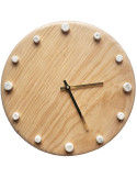 Horloge murale bois silencieuse aiguilles dorées blanc moucheté 29 cm Aalborg