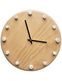Horloge murale bois silencieuse aiguilles noires blanc moucheté 29 cm Aalborg