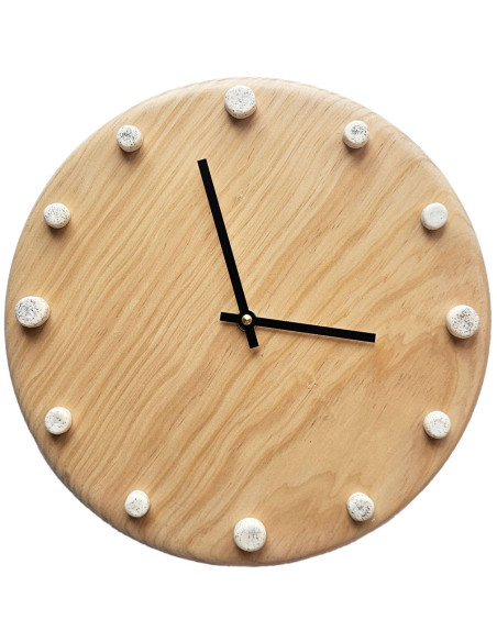 Horloge murale bois silencieuse aiguilles noires blanc moucheté 29 cm Aalborg