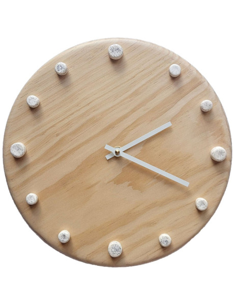 Horloge murale bois silencieuse aiguilles blanches blanc...