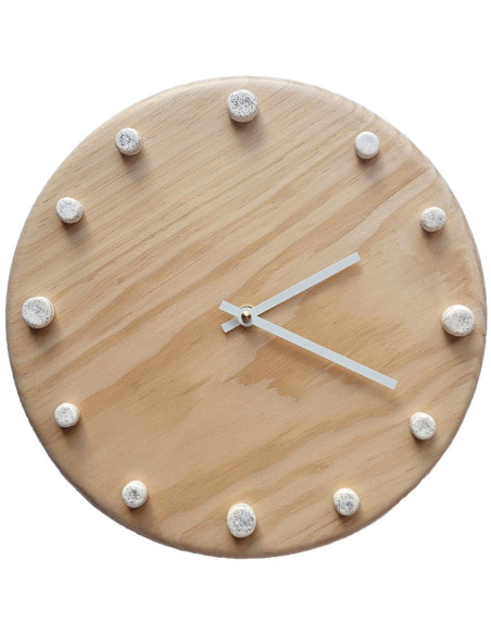 Horloge murale bois silencieuse aiguilles blanches blanc moucheté 29 cm Aalborg