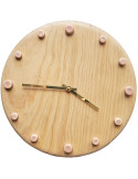 Horloge murale bois silencieuse aiguilles dorées repères rose saumon 29 cm Aalborg