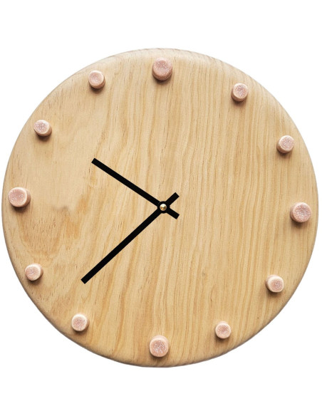 Horloge murale bois silencieuse aiguilles noires rose saumon 29 cm Aalborg