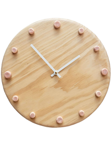 Horloge murale bois silencieuse blanche rose saumon 29 cm...