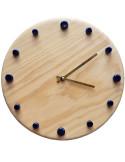 Horloge murale bois silencieuse aiguilles dorées bleu nuit 29 cm Aalborg