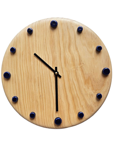 Horloge murale bois silencieuse aiguilles noires bleu nuit 29 cm Aalborg