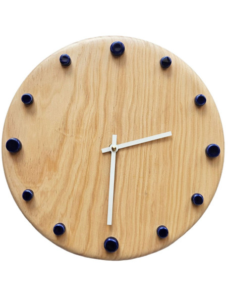 Horloge murale bois silencieuse aiguilles blanches bleu nuit 29 cm Aalborg
