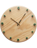Horloge murale bois silencieuse aiguilles dorées repères verts 29 cm Aalborg