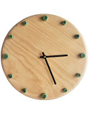 Horloge murale bois silencieuse aiguilles noires repères verts 29 cm Aalborg