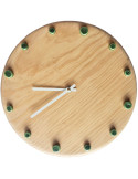 Horloge murale bois silencieuse aiguilles blanches repères verts 29 cm Aalborg