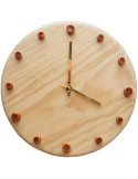 Horloge murale bois silencieuse aiguilles dorées repères orange 29 cm Aalborg