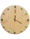 Horloge murale bois silencieuse repères verts aiguilles dorées 29 cm Aalborg