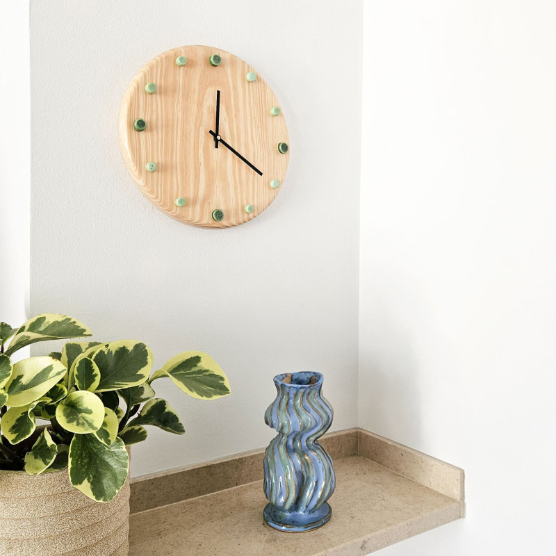 Horloge murale bois silencieuse vert...