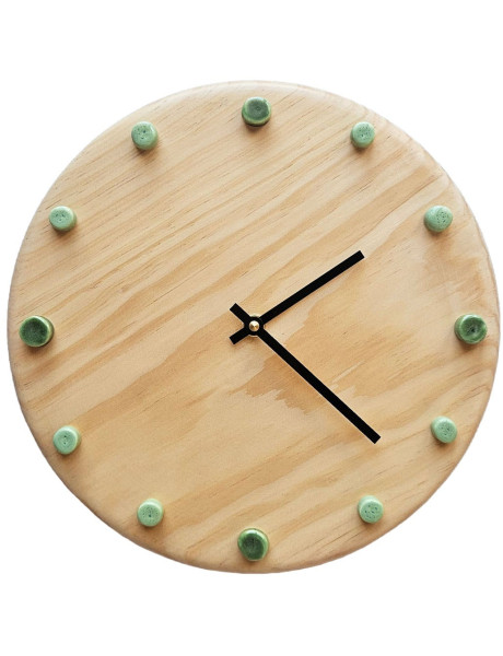 Horloge murale bois silencieuse vert menthe aiguilles...