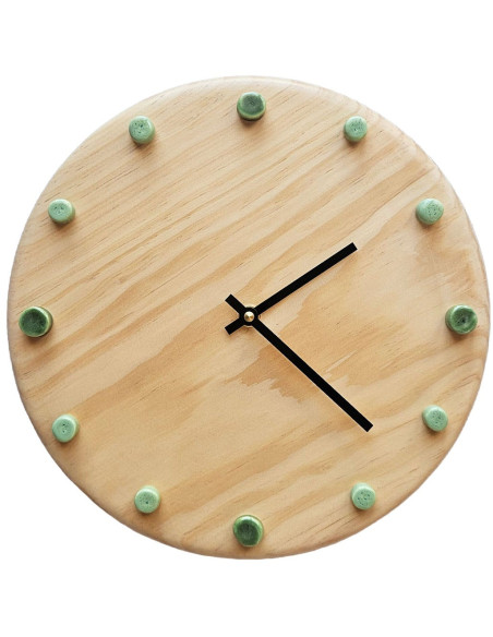 Horloge murale bois silencieuse vert menthe aiguilles noires 29 cm Aalborg