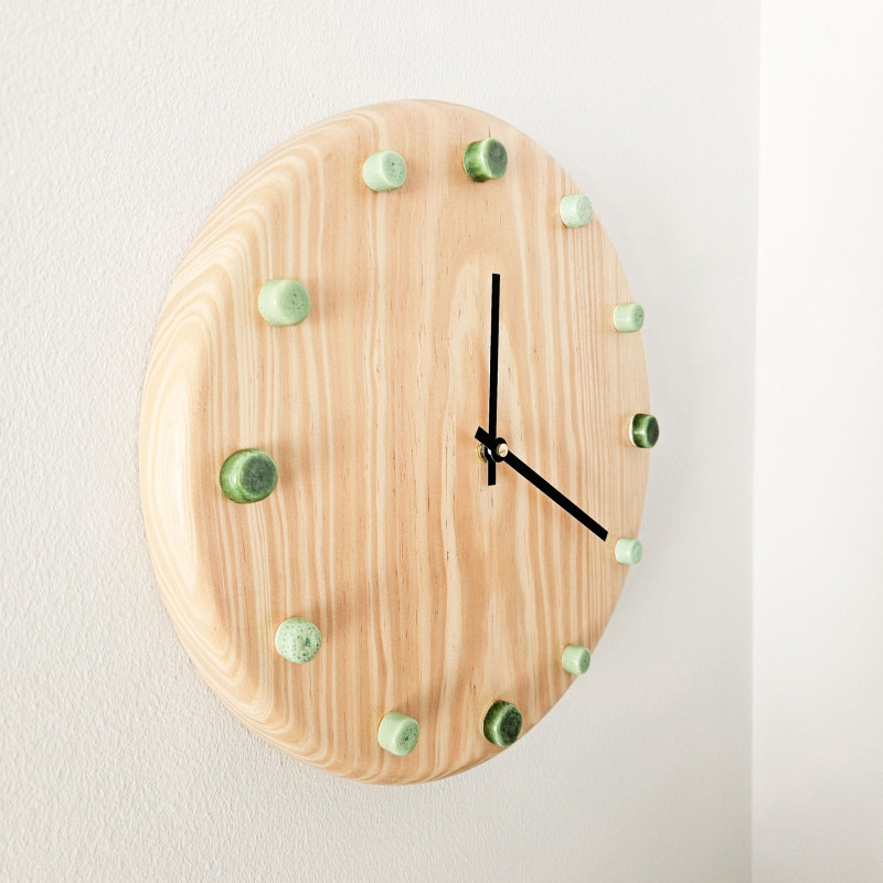 Horloge murale bois silencieuse vert...