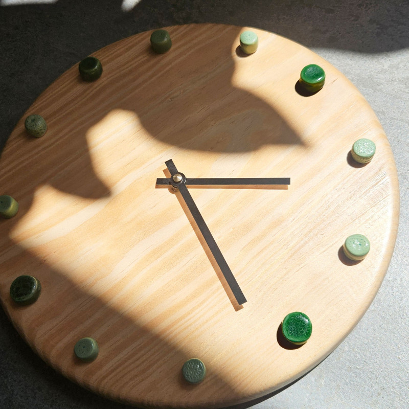 Horloge murale bois silencieuse vert...