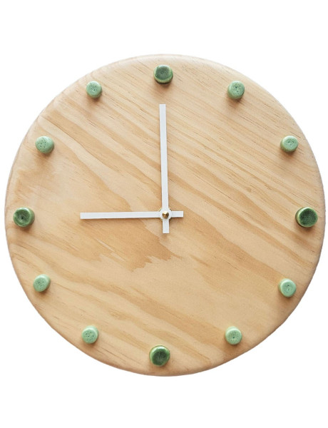 Horloge murale bois silencieuse vert menthe aiguilles...