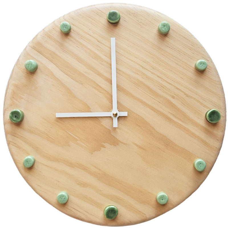 Horloge murale bois silencieuse vert...