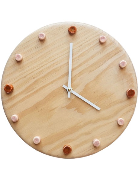 Horloge murale bois silencieuse orange rose saumon...