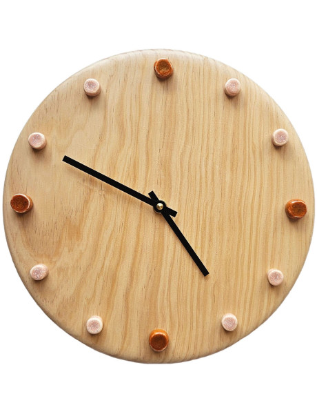 Horloge murale bois silencieuse orange rose saumon...