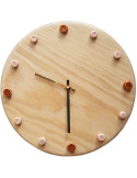 Horloge murale bois silencieuse orange rose saumon aiguilles dorées 29 cm Aalborg