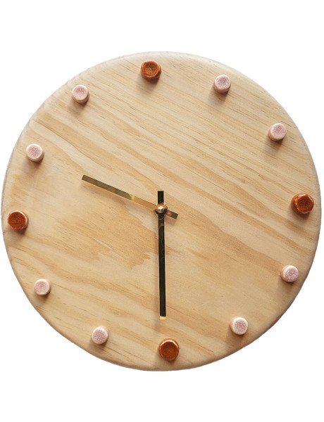 Horloge murale bois silencieuse orange rose saumon...