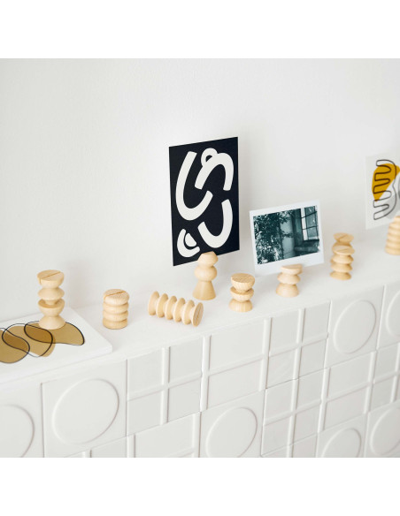Lot de 5 porte-photos bois naturel 3x4 cm Totem