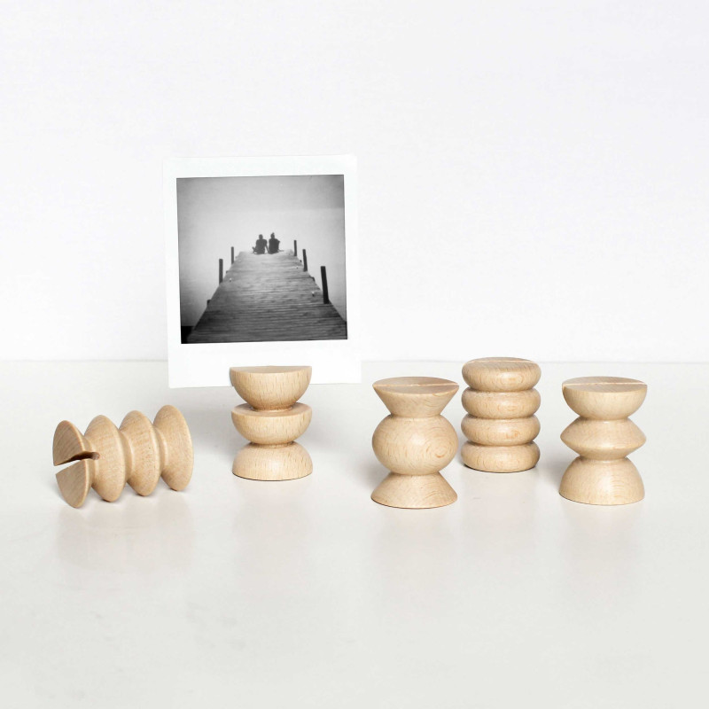 Lot de 5 porte-photos bois naturel...