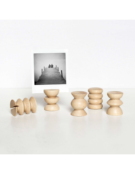 Lot de 5 porte-photos bois naturel 3x4 cm Totem