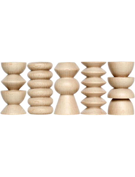 Lot de 5 porte-photos hauts en bois naturel 3x6 cm Totem