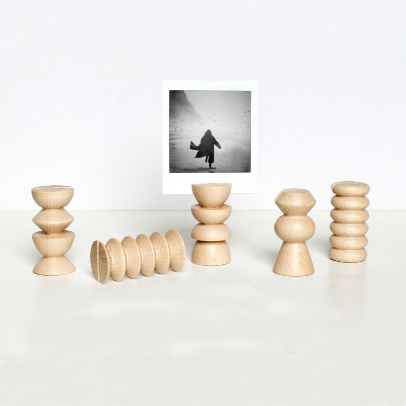 Lot de 5 porte-photos hauts en bois...