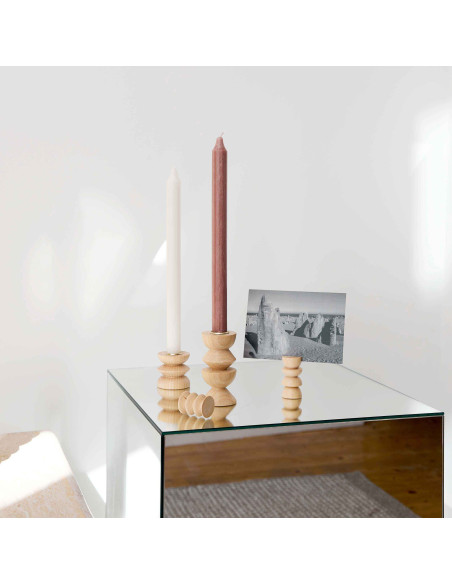 Lot de 5 porte-photos hauts en bois naturel 3x6 cm Totem