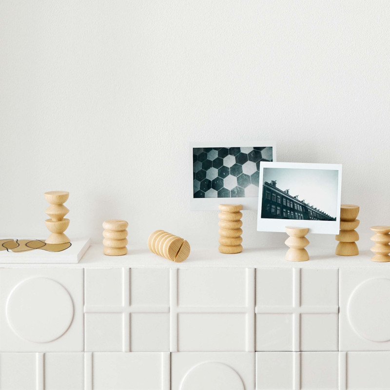 Lot de 5 porte-photos hauts en bois...