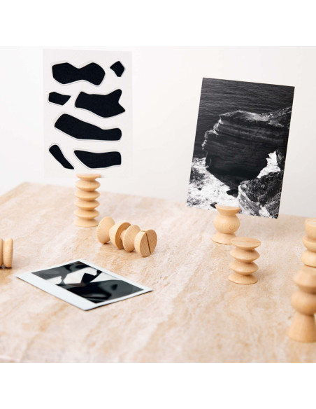 Lot de 10 porte-photos bois naturel Totem