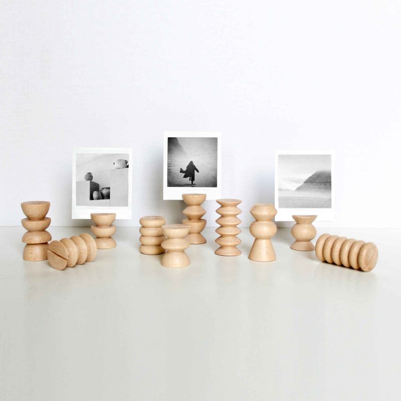 Lot de 10 porte-photos bois naturel...