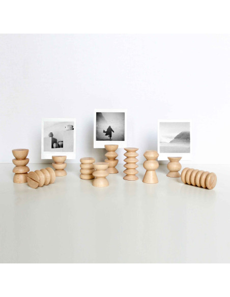Lot de 10 porte-photos bois naturel Totem