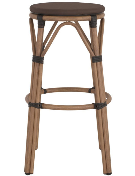 Tabouret de bar extérieur marron aluminium et textilène...
