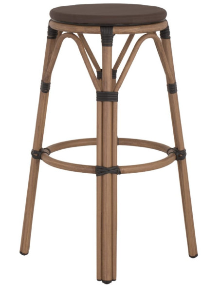 Tabouret de bar extérieur marron aluminium et textilène 41x41x75 cm Cassis