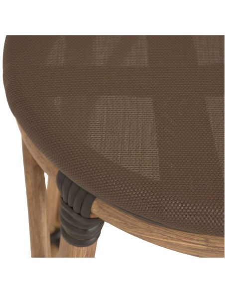Tabouret de bar extérieur marron aluminium et textilène 41x41x75 cm Cassis