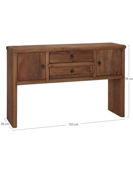 Console d’entrée bois recyclé naturel 120x35x70 cm Sienne