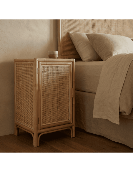 Table de chevet rotin cannage bambou naturel 45x45x70 cm Almería