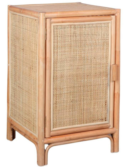 Table de chevet rotin cannage bambou naturel 45x45x70 cm Almería