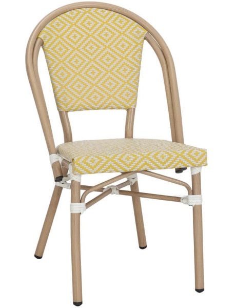Chaise de jardin bistrot aluminium effet bambou jaune et...