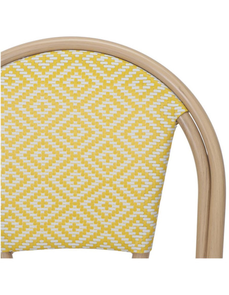 Chaise de jardin bistrot aluminium effet bambou jaune et blanche 40x54x85 cm Menton