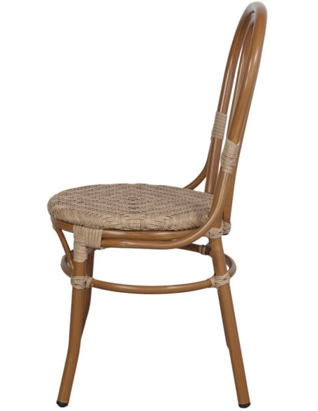 Chaise bistrot rotin synthétique extérieur effet bambou Honfleur