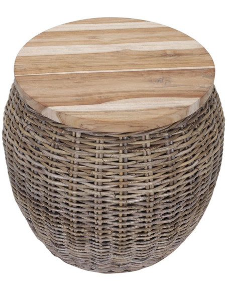 Table d’appoint rotin naturel et bois 50x50x56 cm Altea