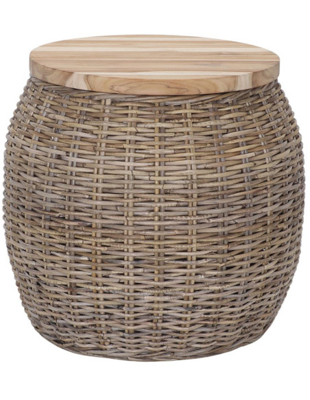 Table d’appoint rotin naturel et bois 50x50x56 cm Altea